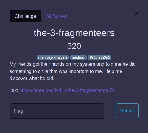 The-3-Fragmenteers challenge description