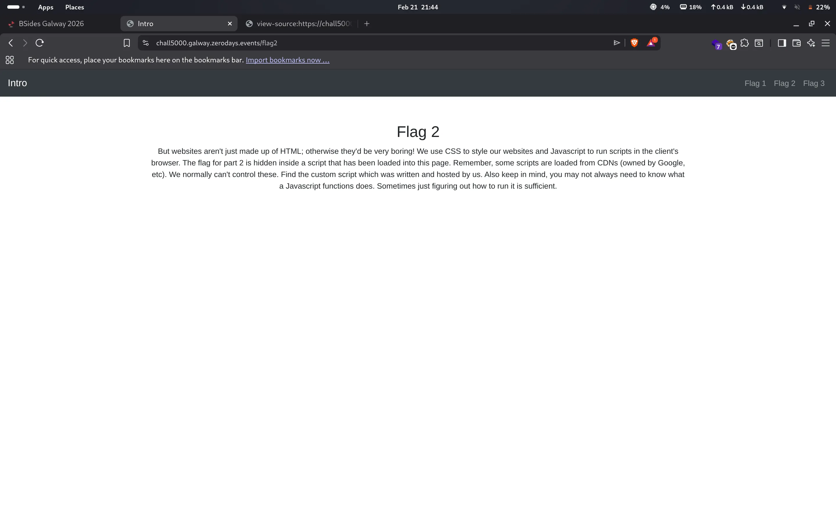 Flag 2 description on the page