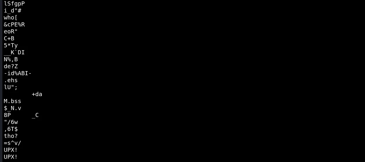 strings output showing UPX at the end