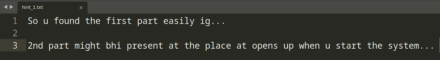 hint1.txt contents hinting at the Desktop location